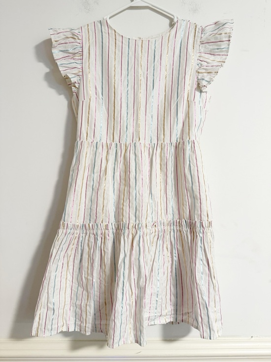 J. Crew Other - Crewcuts J.Crew Girls White Rainbow Striped Flutter Sleeve Dress 14 Cotton